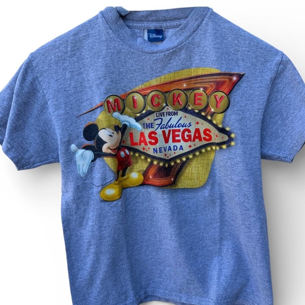 Disney Gray Mickey Las Vegas Graphic Short Sleeve T-Shirt Small